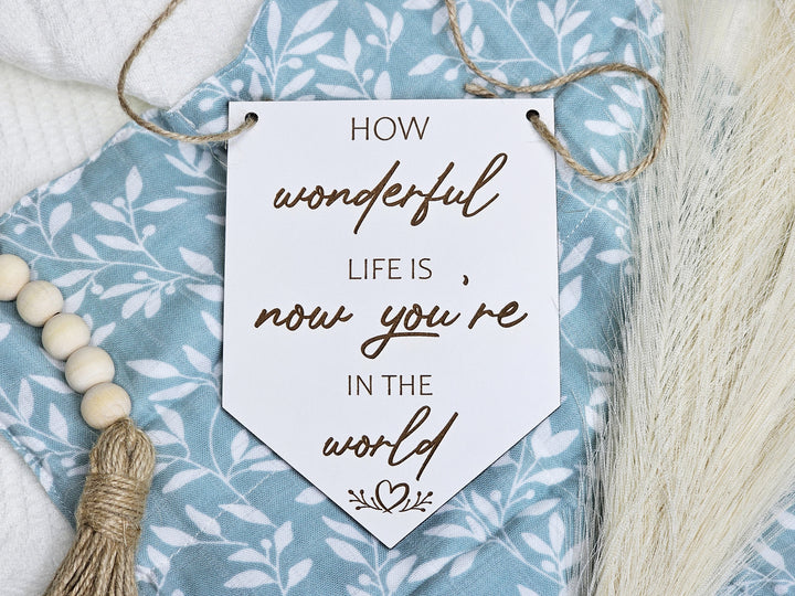 Baby Pennant Flag How Wonderful Life Is