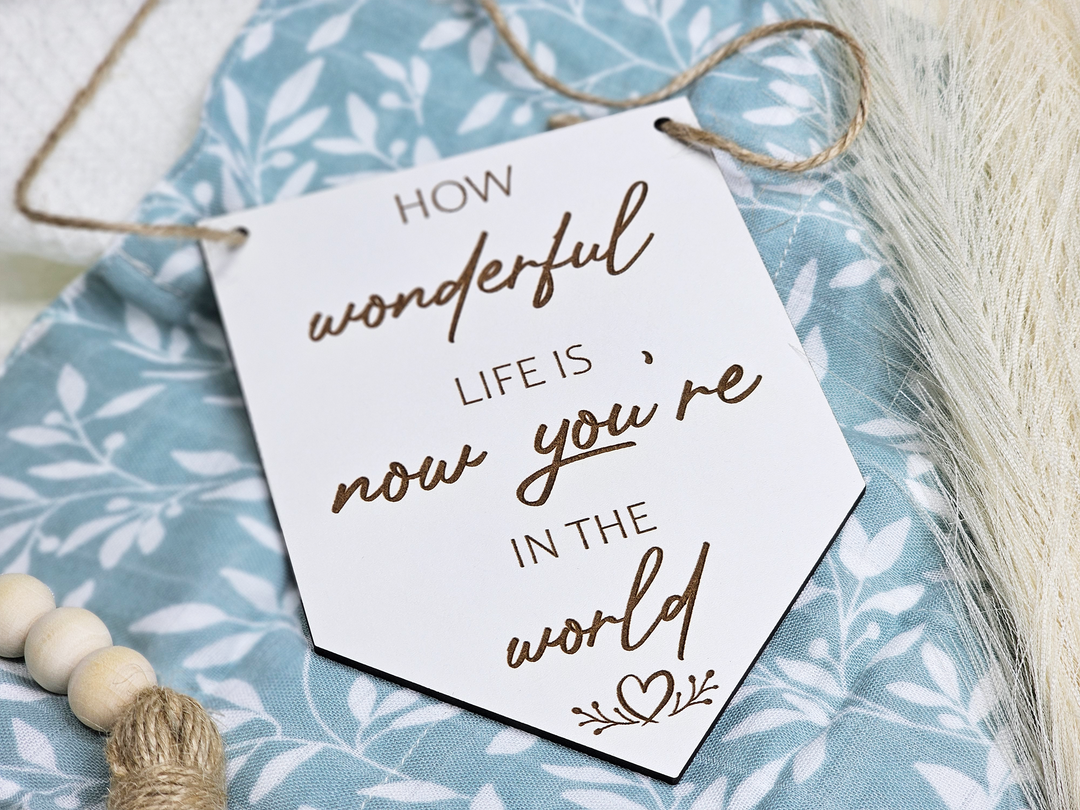 Baby Pennant Flag How Wonderful Life Is